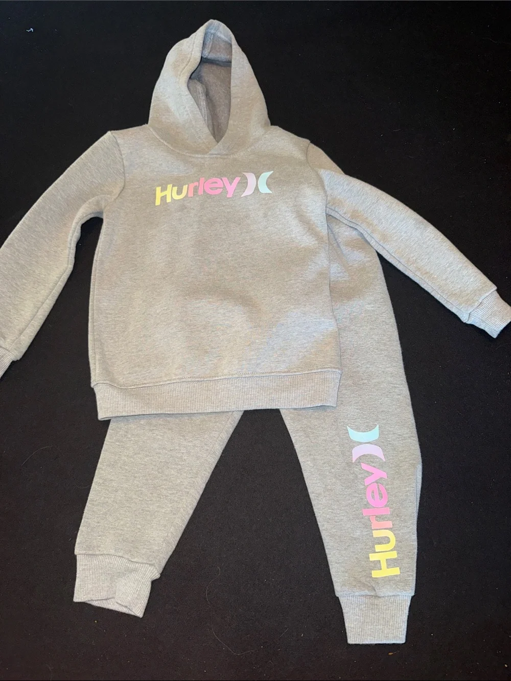 Hurley Gray Hoodie and Jogger Set with Pastel Logo